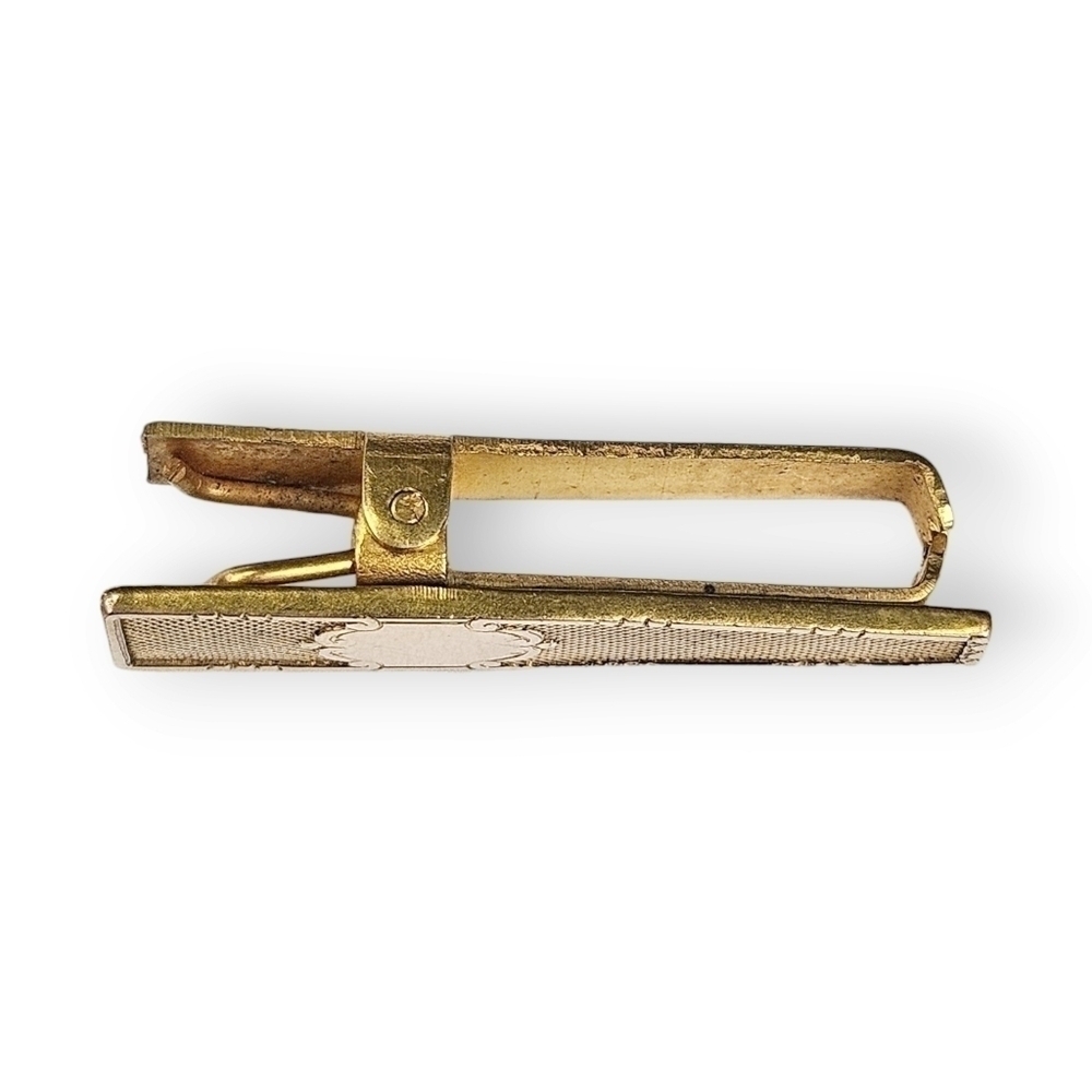 Antique Lingerie Bar Clip Art Deco Engraveable Gold Plate Crosshatch 1920s 1.25" - Picture 4 of 8